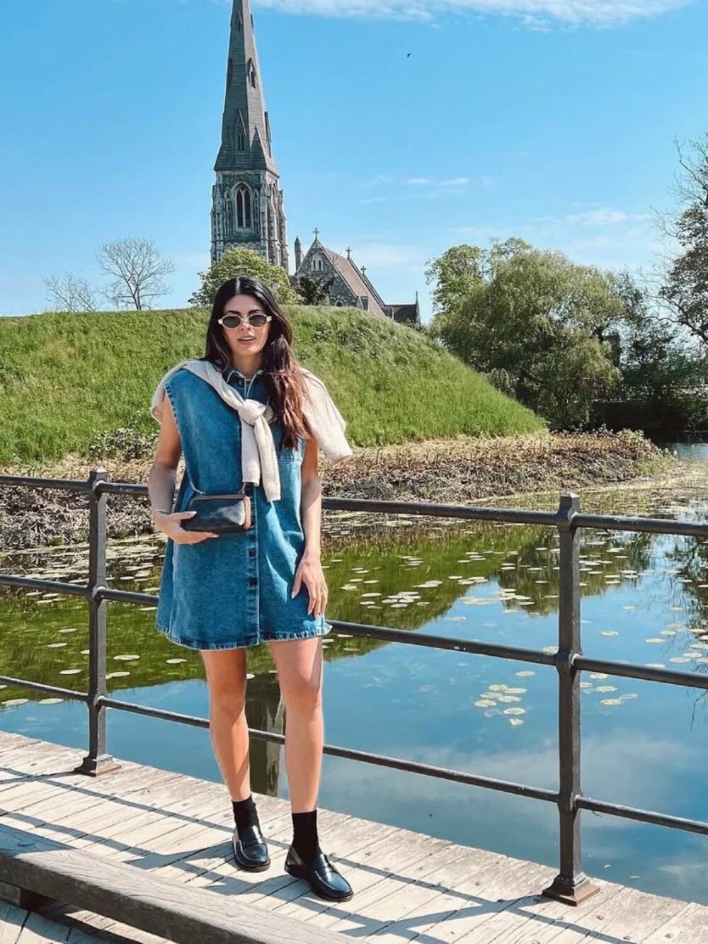 Prada Sleeveless Denim Shirt Dress – Light Wash, Triangle Logo, IT 40